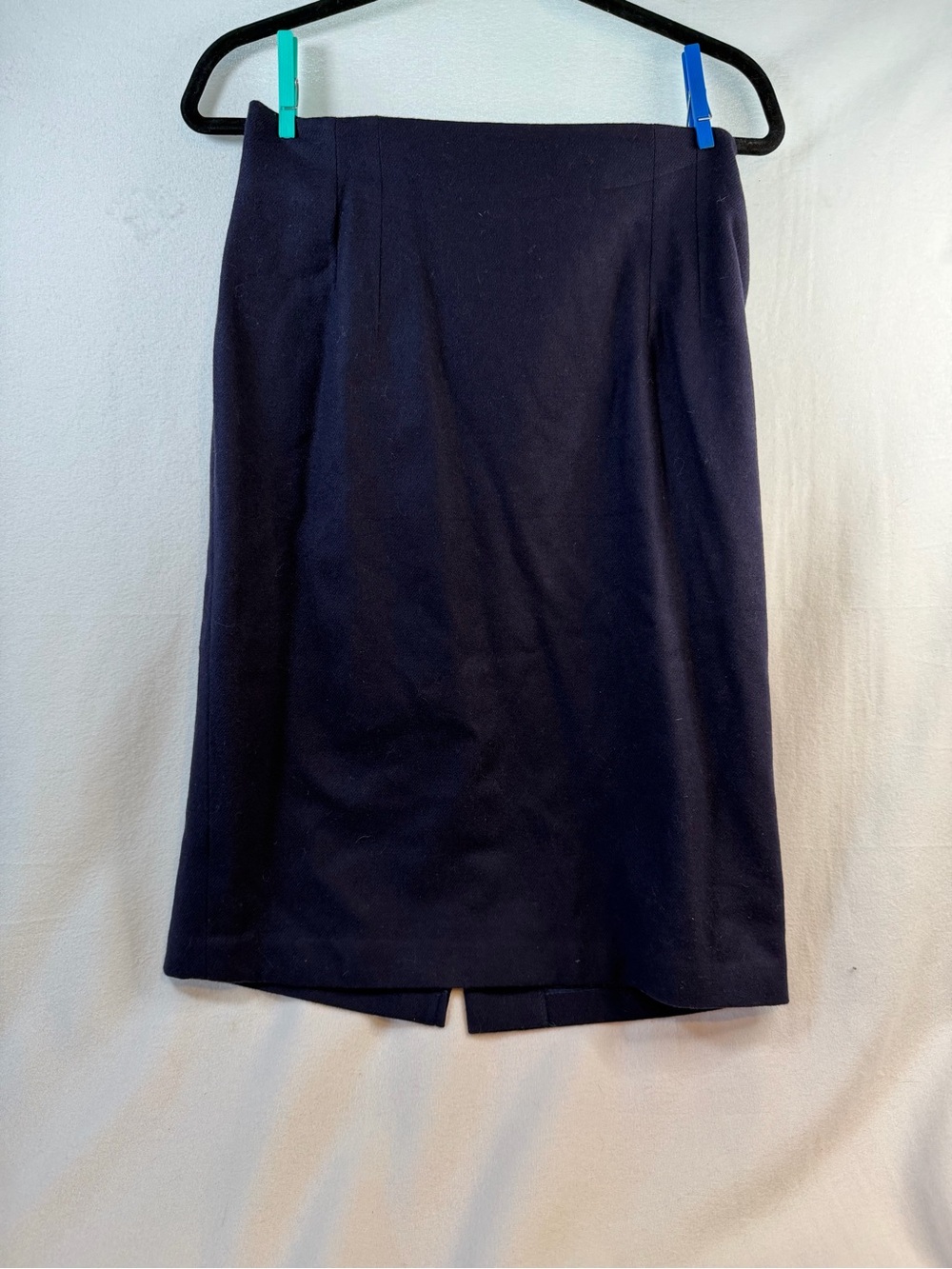 Navy Wool Pencil Skirt Size 12 Knee Length Lined Office Work Norton McNaughton